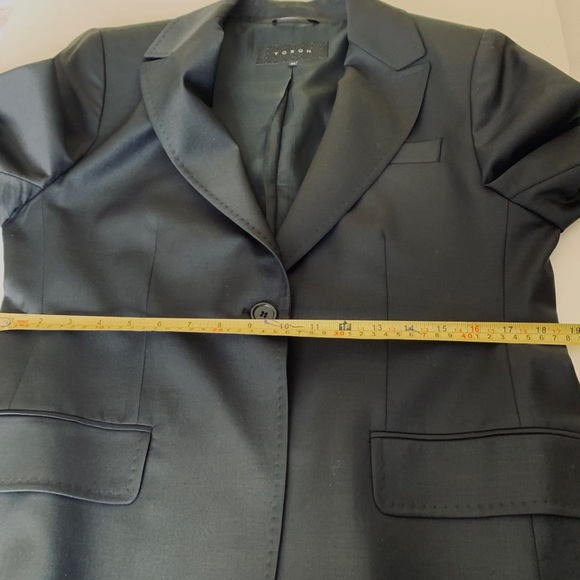 Elegant classic shiny black 87% fine wool double collar blazer jacket Eur44 US12 - Picture 16 of 16